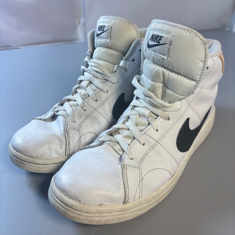 Nike Court Royale 2 Mid Men's Size‎ 9.5 White Black CQ9179-100 Leather Sneakers